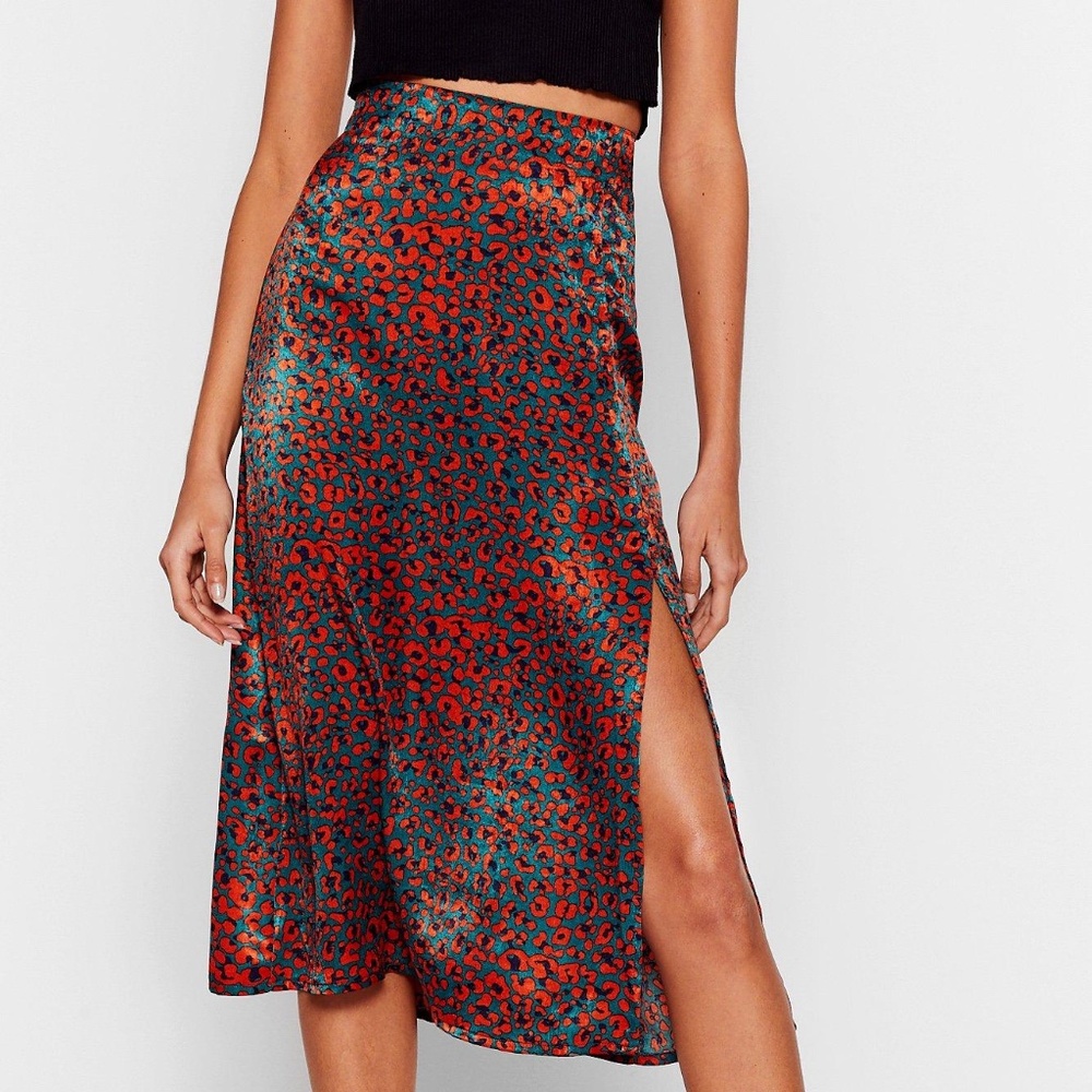 Nasty Gal Animal Print Midi Slip Skirt